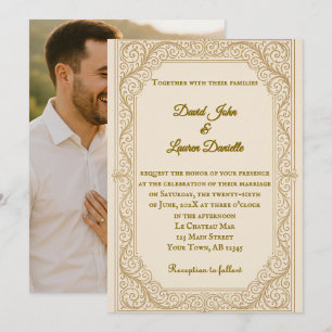 Faire-part de mariage photo Filigree Fleur