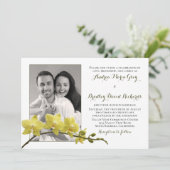 Faire-part de mariage photo Fleur Jaune Orchidée (Debout devant)