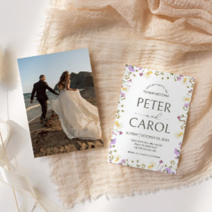 Faire-part de mariage photo Fleur sauvage aquarell