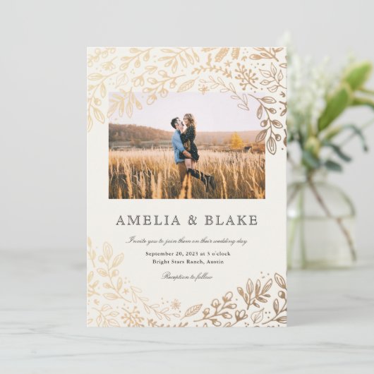 Faire-part de mariage photo Fleurs de récolte (Debout devant)