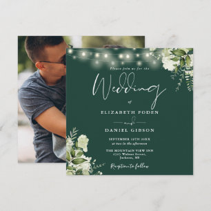 Faire-part de mariage photo floral avec guirlande