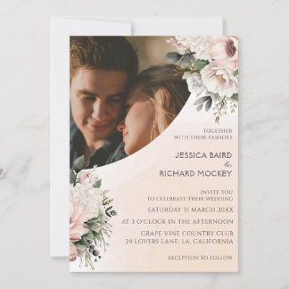 Faire-part de mariage photo Floral Blush Rose