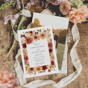 Faire-part de mariage photo floral en terre cuite