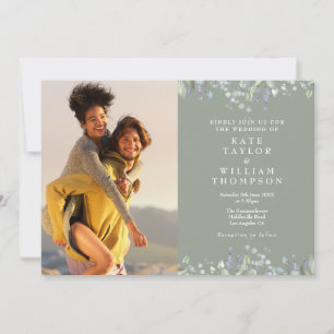 Faire-part de mariage photo Floral Lilas Vert Saug