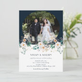Faire-part de mariage photo florale à l'aquarelle (Debout devant)