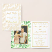 Faire-part de mariage photo Gold Greenery (Affichage)