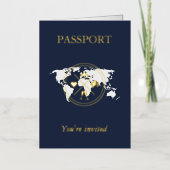 FAIRE-PART DE MARIAGE photo GOLD & Navy Passport (Recto)