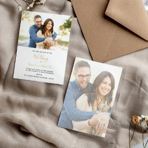 Faire-part de mariage photo Gold Script Elegant Se