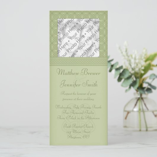 Faire-part de mariage photo Green Irish Celte Knot (Debout devant)