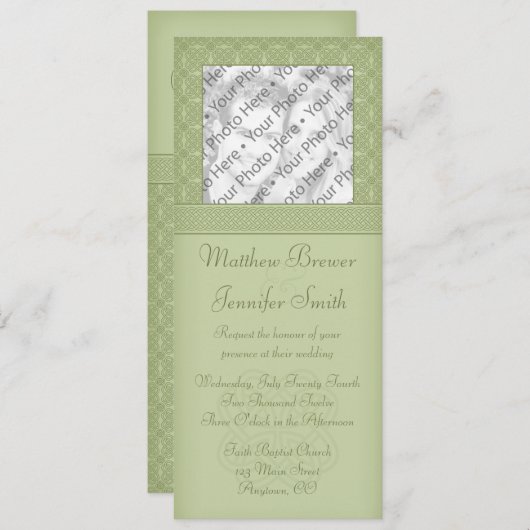Faire-part de mariage photo Green Irish Celte Knot (Devant / Derrière)