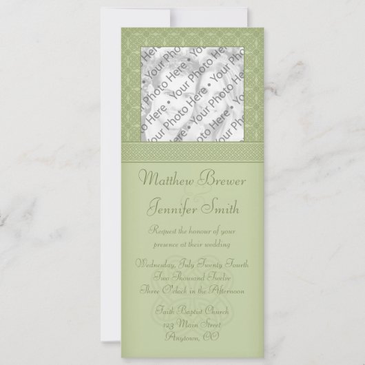 Faire-part de mariage photo Green Irish Celte Knot (Devant)
