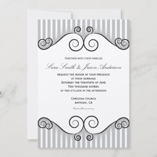 Faire-part de mariage photo Gris Vintage Swirl (Devant)
