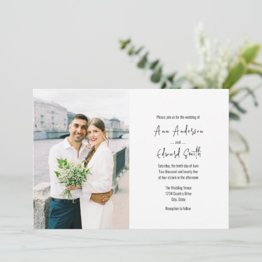 Faire-part de mariage photo horizontale classique (Debout devant)