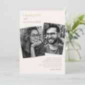 Faire-part de mariage photo ivoire moderne (Debout devant)
