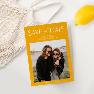 Faire-part de mariage photo jaune moderne