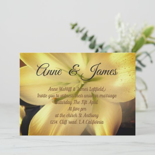 Faire-part de mariage photo Lilium Flower (Debout devant)