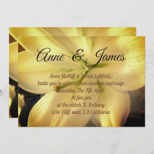 Faire-part de mariage photo Lilium Flower (Devant / Derrière)