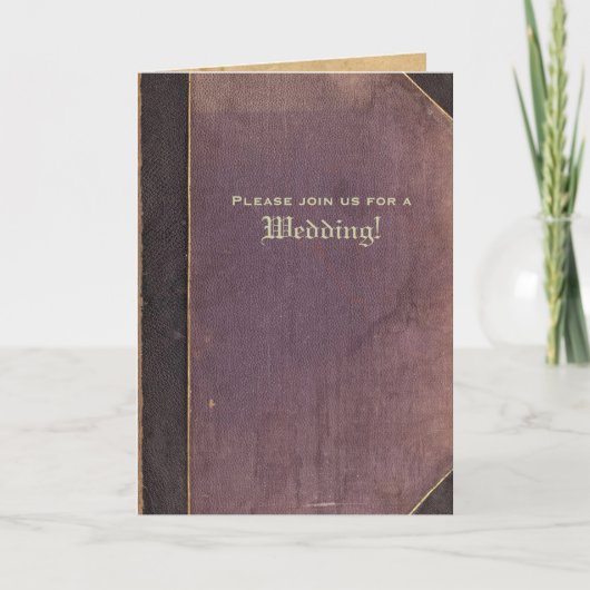 Faire-part de mariage photo livre violet vintage p (Devant)