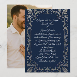Faire-part de mariage photo marine et argent