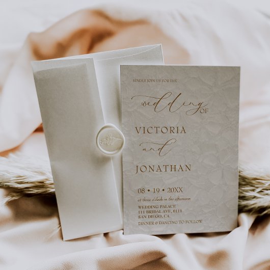 Faire-part de mariage photo Marron Beige Rustique