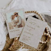 Faire-part de mariage photo Marron Beige Rustique