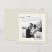 Faire-part de mariage photo minimal vert (Devant / Derrière)