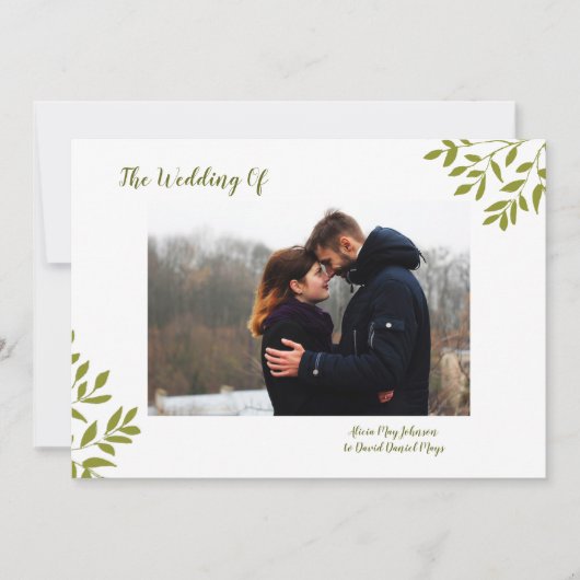 Faire-part de mariage photo minimale (Devant)