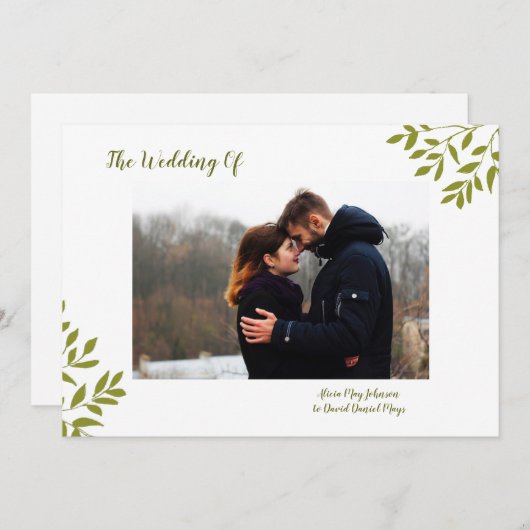 Faire-part de mariage photo minimale (Devant / Derrière)