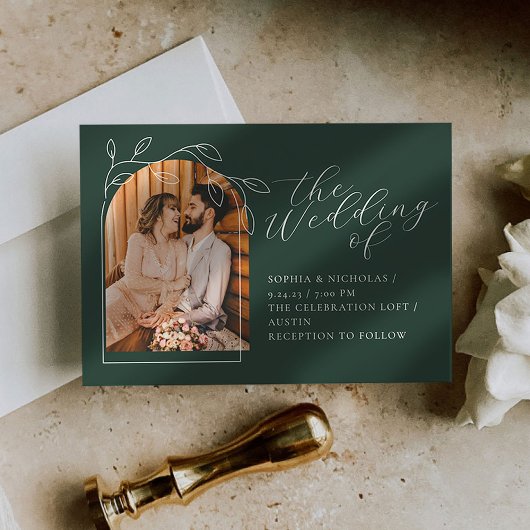 Faire-part de mariage photo minimale botanique