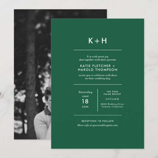 Faire-part de mariage photo minimaliste (Devant / Derrière)