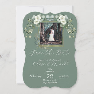 Faire-Part de Mariage Photo Minimaliste Eucalyptus