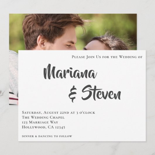 Faire-part de mariage photo moderne (Devant / Derrière)