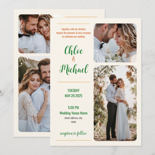 Faire-part de mariage photo moderne avec code QR (Devant / Derrière)