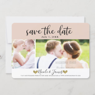 Faire-part de mariage photo moderne beige blush