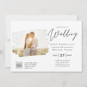 Faire-part de mariage photo moderne blanc et noir  (Devant)