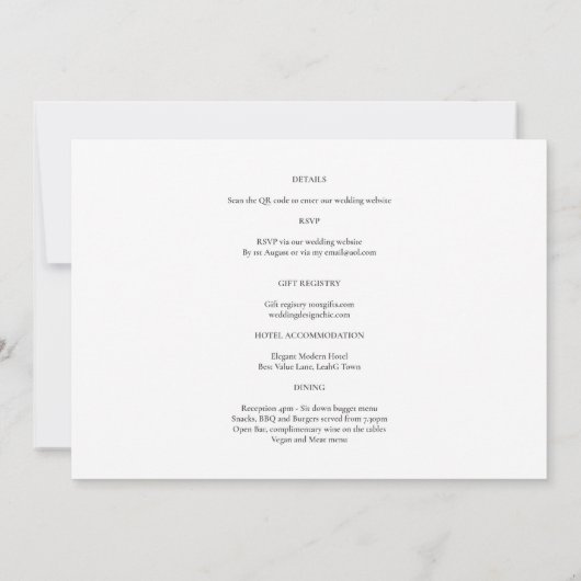 Faire-part de mariage photo moderne blanc et noir (Dos)