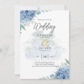 Faire-part de mariage photo moderne Blue Hydrangea (Devant)