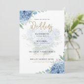 Faire-part de mariage photo moderne Blue Hydrangea (Debout devant)
