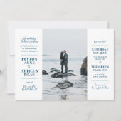 Faire-part de mariage photo moderne en bleu marine (Devant)
