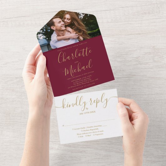 Faire-part de mariage photo moderne en script Bour (Déchirure)