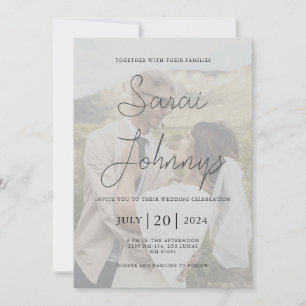 Faire-part de mariage photo moderne Faux Vellum