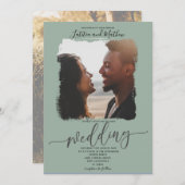Faire-part de mariage photo moderne Sage vert (Devant / Derrière)