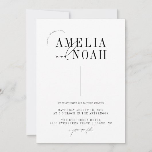 Faire-part de mariage photo moderne simple et élég (Devant)