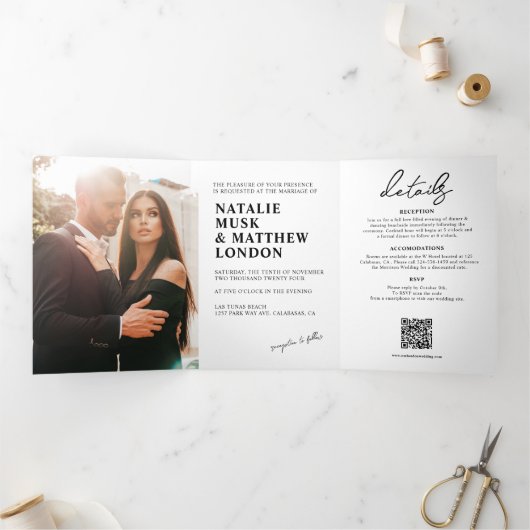 Faire-part de mariage photo moderne triple (Intérieur)