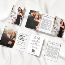 Faire-part de mariage photo moderne triple