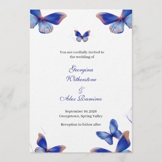 Faire-part de mariage photo modifiable Bleu Rustiq (Devant)