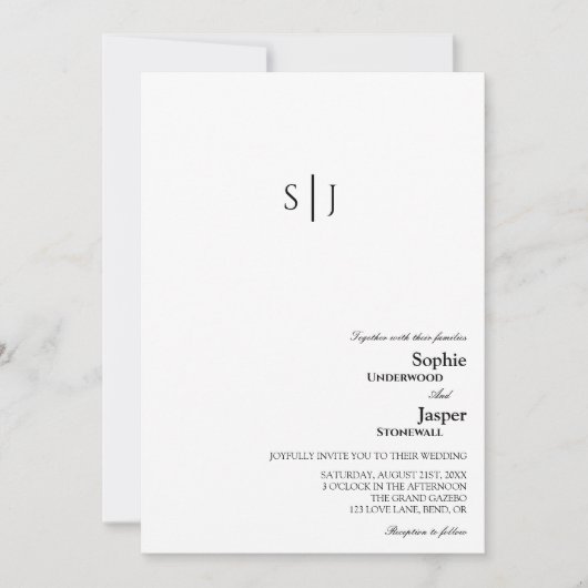 Faire-part de mariage photo Monogramme classique m (Devant)
