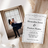 Faire-part de mariage photo Monogramme noir et bla