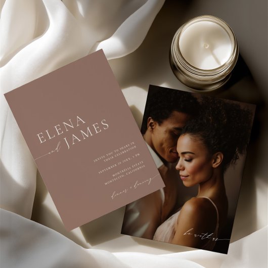 Faire-part de mariage photo Neutral Mocha moderne