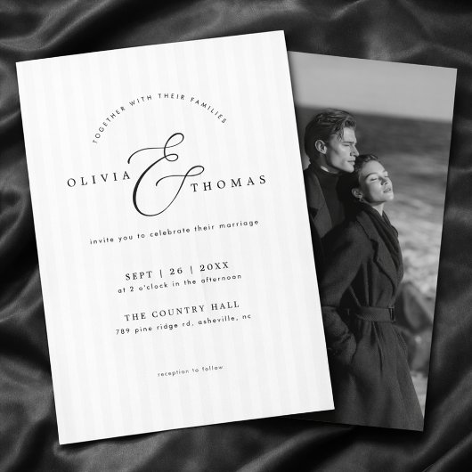 Faire-part de mariage photo noir et blanc intempor